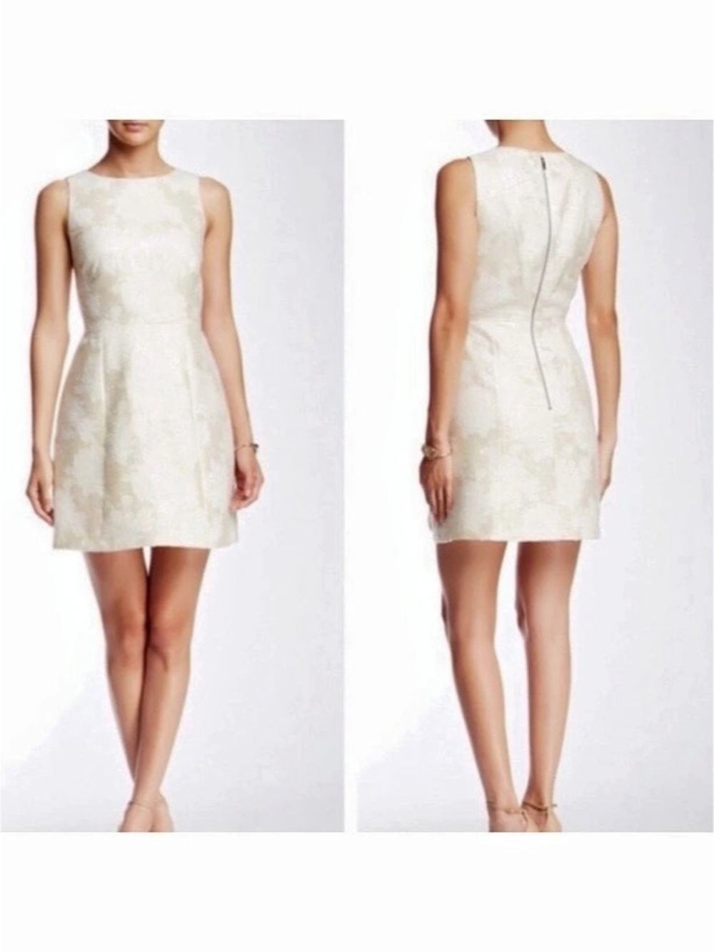 Alice + Olivia Eve Metallic Brocade Minidress White